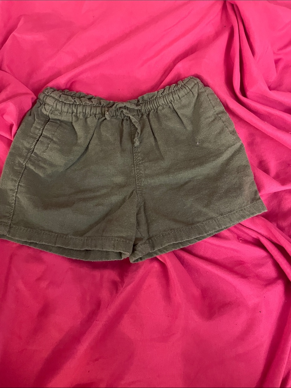 Old Navy Olive Drawstring Linen-Blend Women's Athletic Shorts